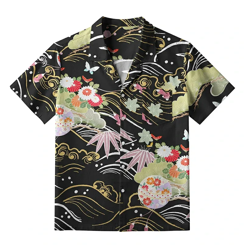 Tokyo-Tiger Floral And Cloud Hawaiian Shirt Sale