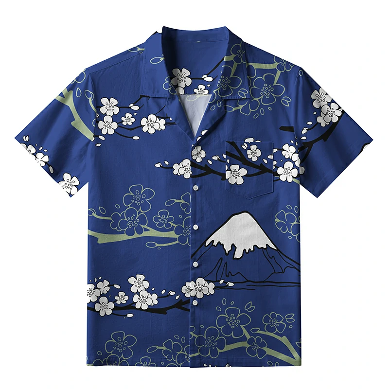Tokyo-Tiger Mt. Fuji Blossoms Aloha Hawaiian Shirt