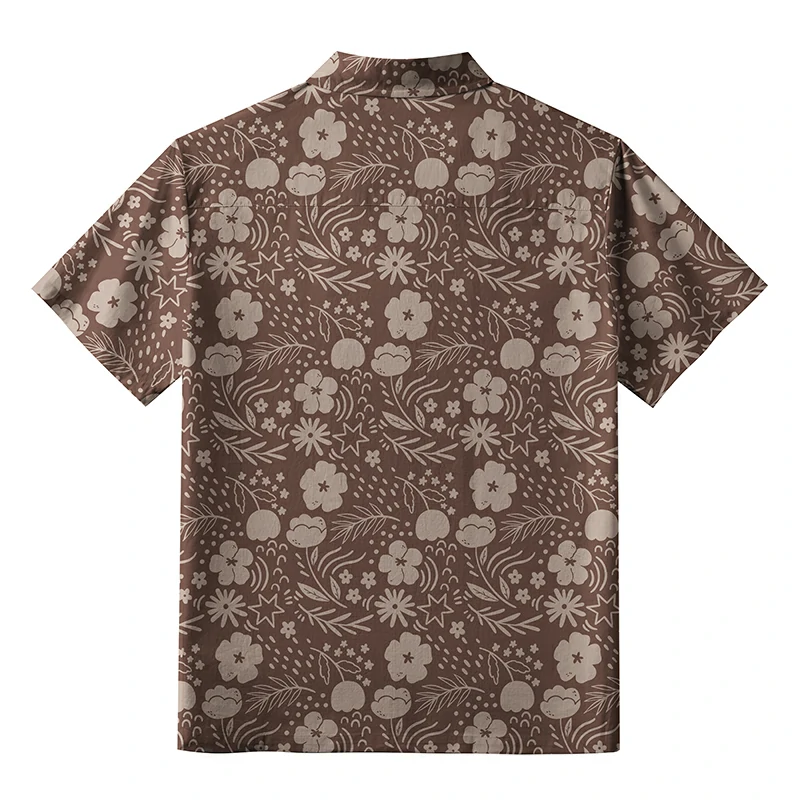 Tokyo-Tiger Mocha Floral Button-up Shirt