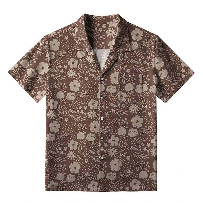 Tokyo-Tiger Mocha Floral Aloha Hawaiian Shirt