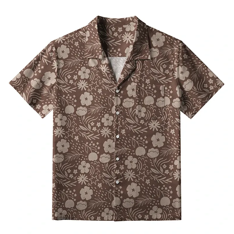 Tokyo-Tiger Mocha Floral Aloha Hawaiian Shirt Sale
