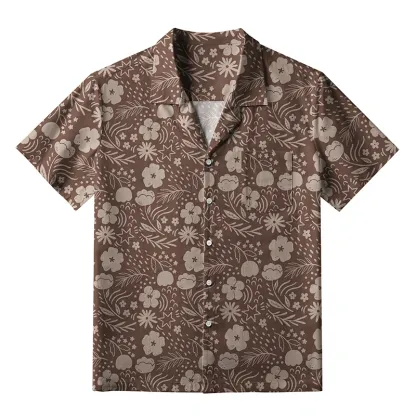 Tokyo-Tiger Mocha Floral Aloha Hawaiian Shirt