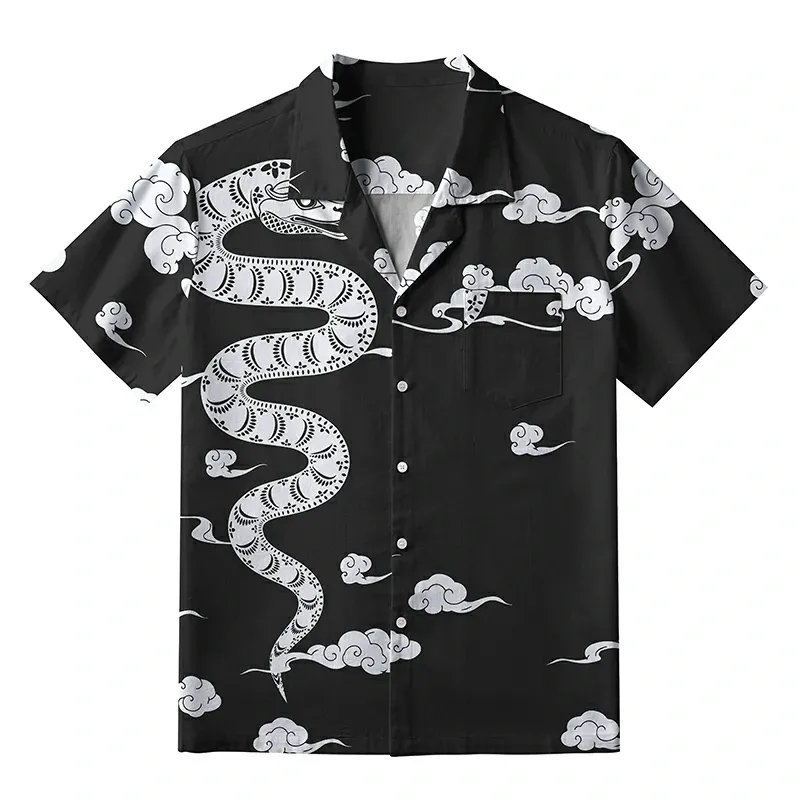 Tokyo-Tiger Snake And Auspicious Clouds Aloha Hawaiian Shirt Sale
