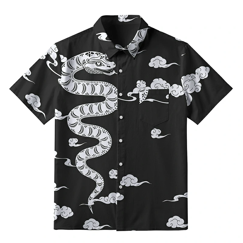 Tokyo-Tiger Snake And Auspicious Clouds Button-up Shirt