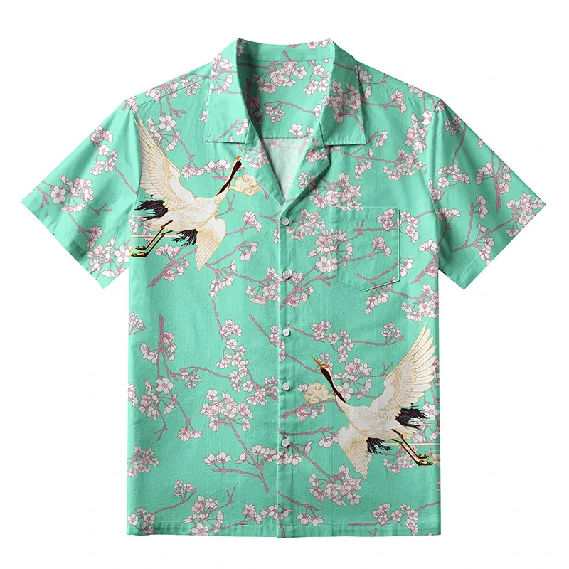 Tokyo-Tiger Cranes And Sakura Aloha Hawaiian Shirt Sale
