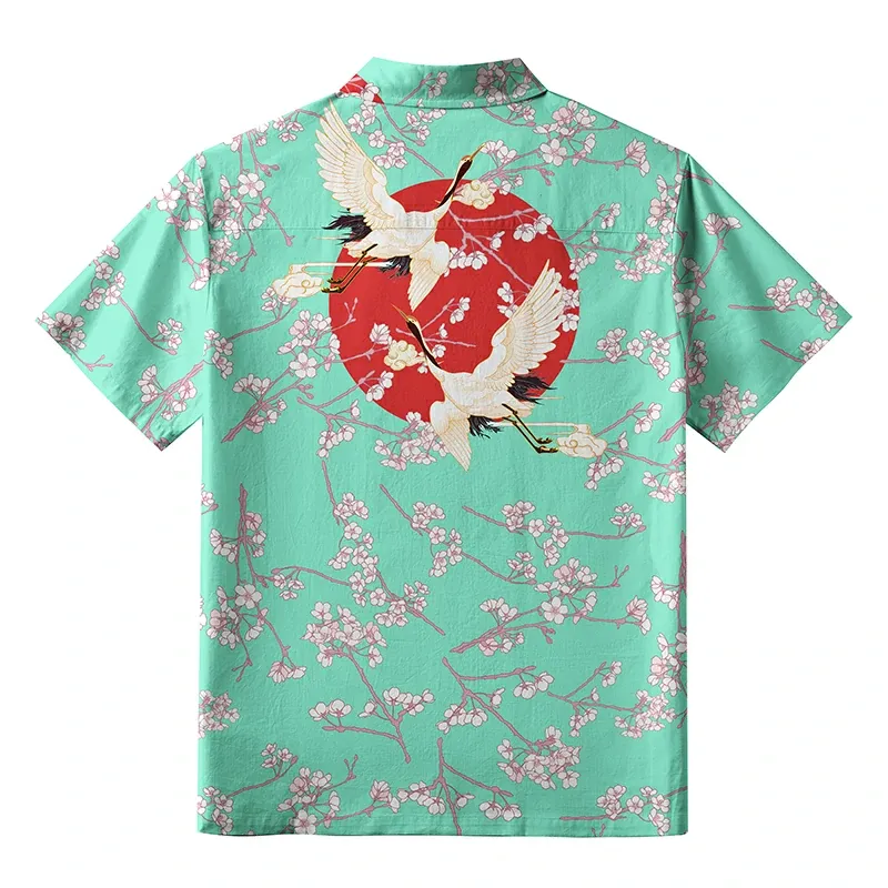 Tokyo-Tiger Cranes And Sakura Aloha Hawaiian Shirt