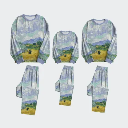 Tokyo-Tiger Black Cat In The Wheat Field Family Pajama Sets