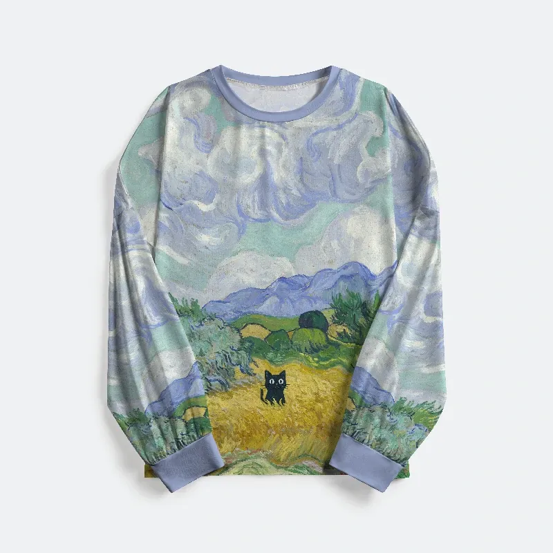 Tokyo-Tiger Black Cat In The Wheat Field Family Pajama Sets