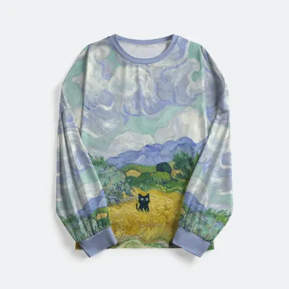 Tokyo-Tiger Black Cat In The Wheat Field Family Pajama Sets