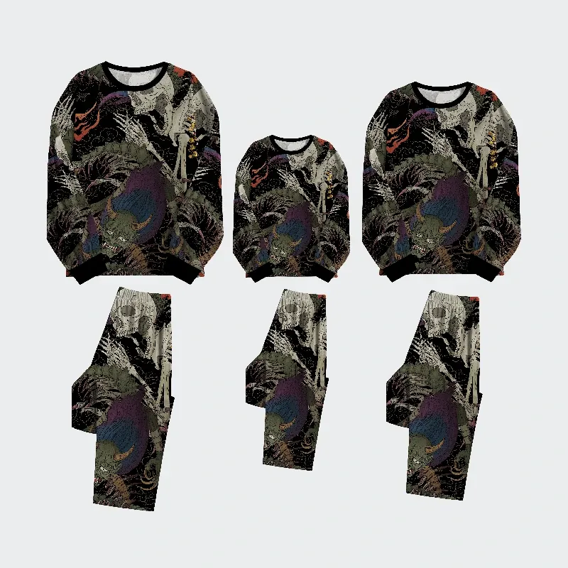 Tokyo-Tiger Japanese Yokai And Skeletons Family Pajama Sets