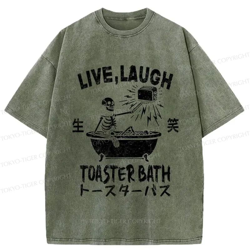 Tokyo-Tiger Funny Electric Shock Skeleton Washed T-Shirt