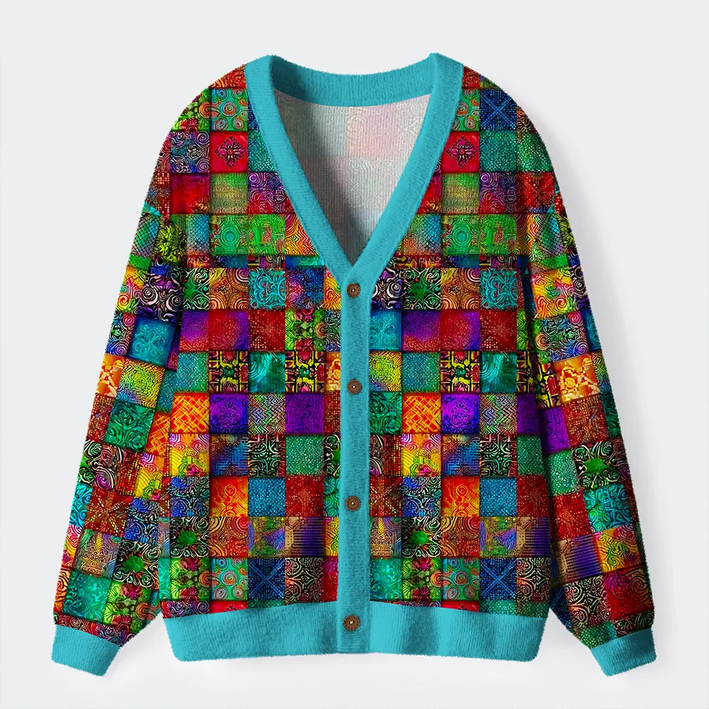 Tokyo-Tiger The Art Of Colorful Geometry Ugly Cardigan Sweater