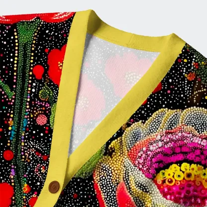 Tokyo-Tiger Polka Dot Magical Style Flowers：Bloom and Decay Ugly Cardigan Sweater