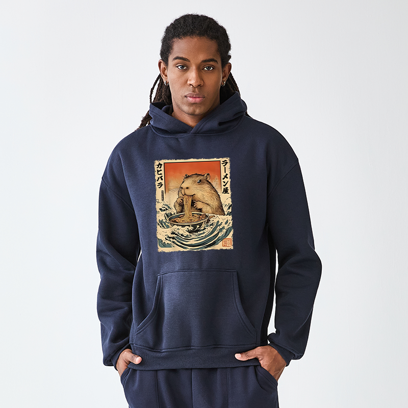 Tokyo-Tiger Hamster Eating Ramen Aldult Fleece Hoodie