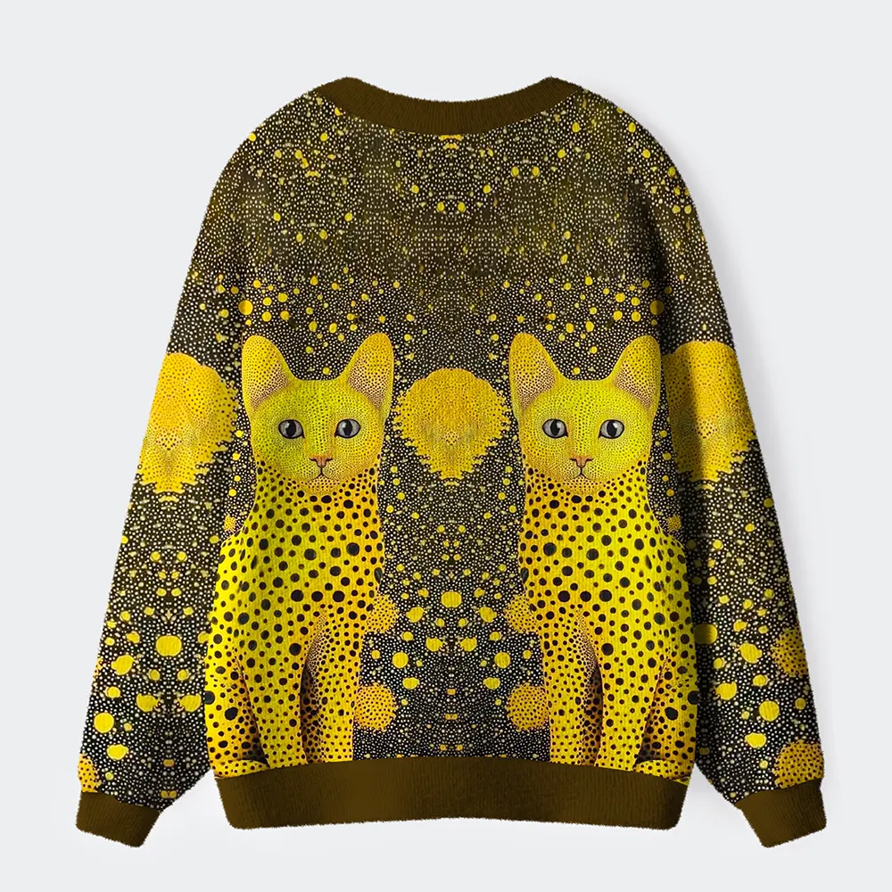 Tokyo-Tiger Polka Dot Pattern：Cats In Style Ugly Cardigan Sweater