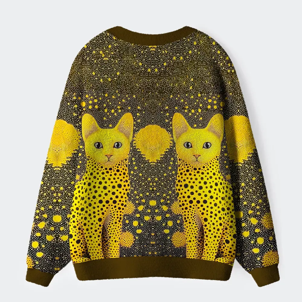 Tokyo-Tiger Polka Dot Pattern：Cats In Style Ugly Cardigan Sweater