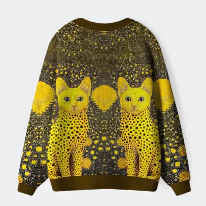 Tokyo-Tiger Polka Dot Pattern：Cats In Style Ugly Cardigan Sweater