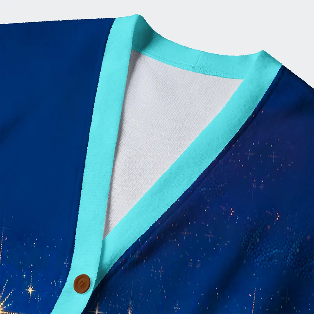 Tokyo-Tiger The Great Wave In Ukiyo-e Style Ugly Cardigan Sweater