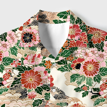 Tokyo-Tiger Floral Splendor Cuban Collar Shirt
