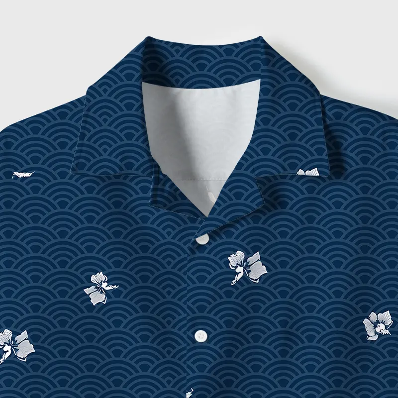 Tokyo-Tiger Falling Petals Cuban Collar Shirt