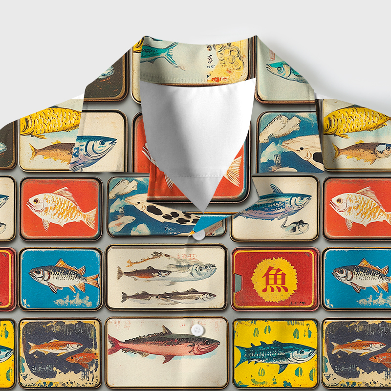 Tokyo-Tiger Vintage Fish Collection Cuban Collar Shirt