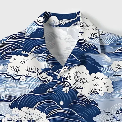 Tokyo-Tiger Traditional Japan Scenery Cuban Collar Shirt