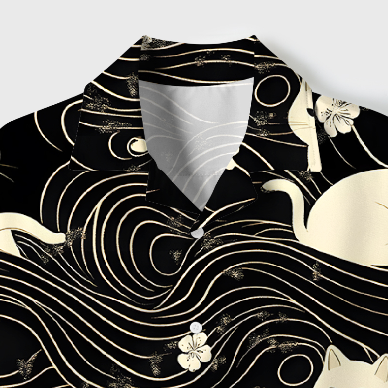 Tokyo-Tiger Mysterious Cat Cuban Collar Shirt