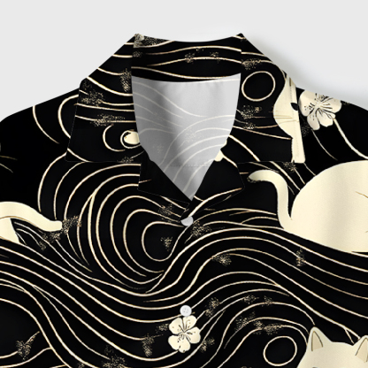 Tokyo-Tiger Mysterious Cat Cuban Collar Shirt