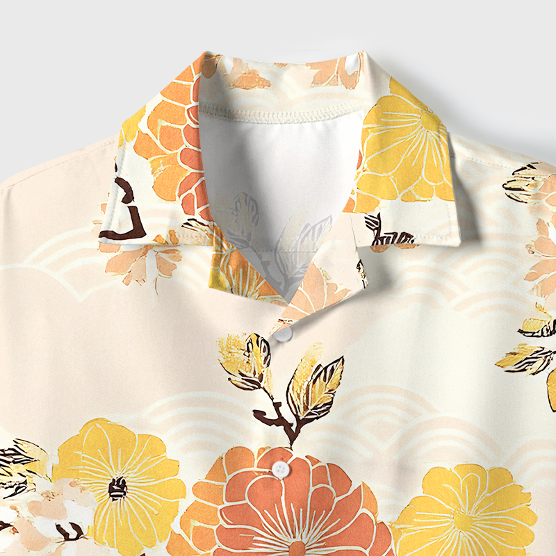 Tokyo-Tiger Fruitful Flower Cuban Collar Shirt