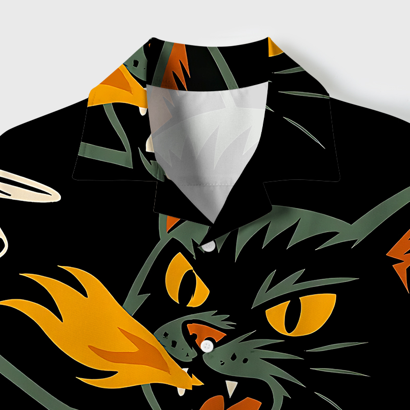 Tokyo-Tiger City Destroyer Cat Monster Cuban Collar Shirt