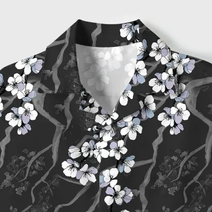 Tokyo-Tiger Sakura With Branches Cuban Collar Shirt