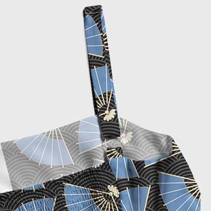 Tokyo-Tiger Folding Fans And Waves Maxi Dress