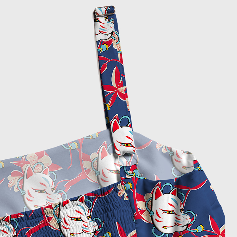 Tokyo-Tiger Japanese Fox Mask Maxi Dress