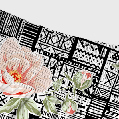 Tokyo-Tiger Flowers In Line Art Maxi Skirt