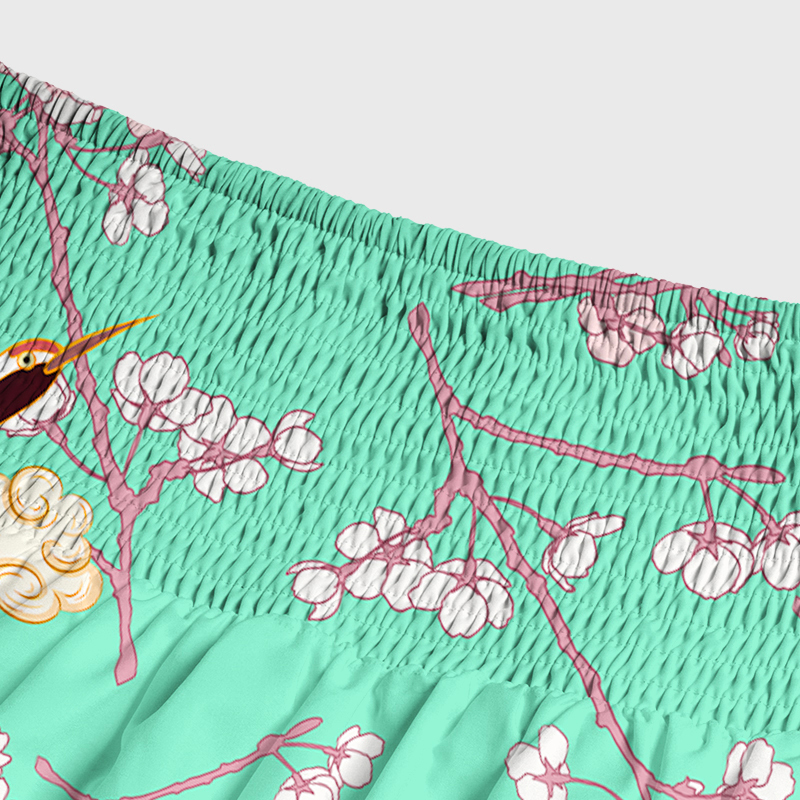 Tokyo-Tiger Cranes And Sakura Maxi Skirt