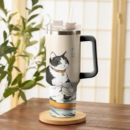 Tokyo-Tiger Skiing Cat 40oz Tumbler