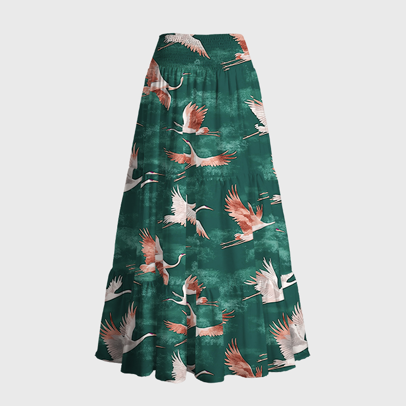 Tokyo-Tiger Cranes In Flight Maxi Skirt