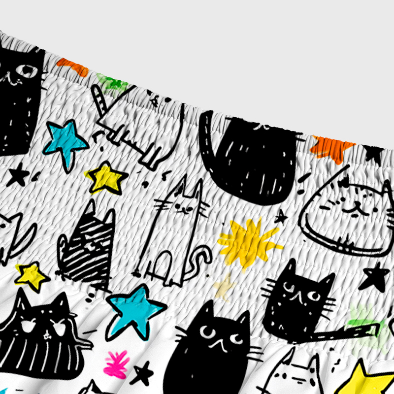 Tokyo-Tiger Cosmic Cat Doodles Maxi Skirt