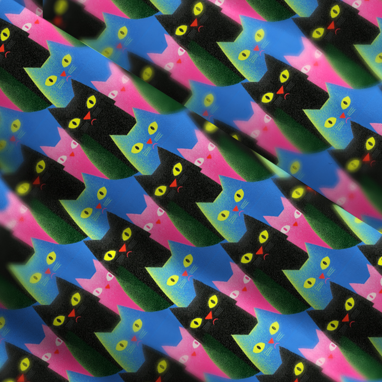Tokyo-Tiger Neon Crowd Of Cats Maxi Dress
