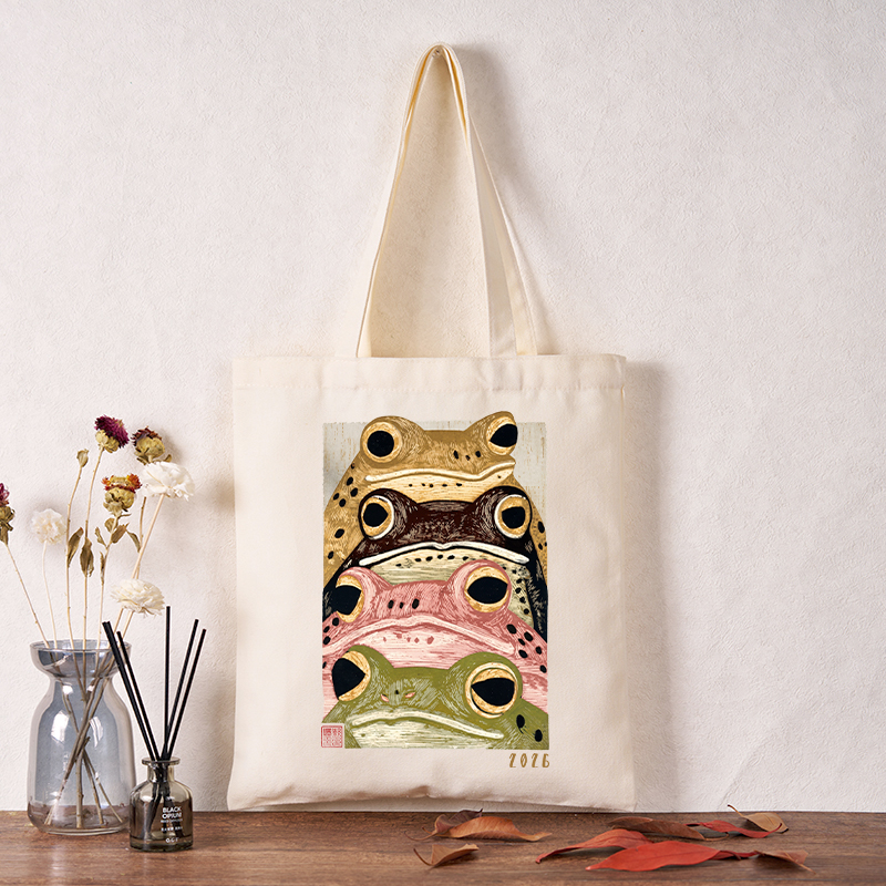 Tokyo-Tiger Whimsical Multi Colored Frog Art Tote Bag