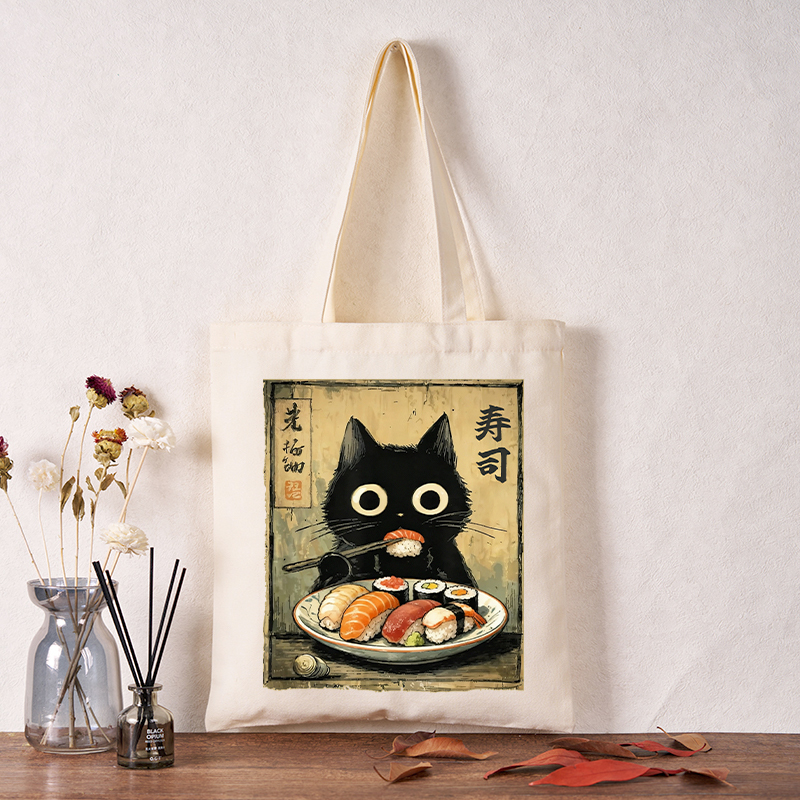 Tokyo-Tiger Vintage Japanese Sushi Cat Tote Bag