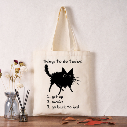 Tokyo-Tiger Lazy Cat Survive Day Funny Meme Tote Bag