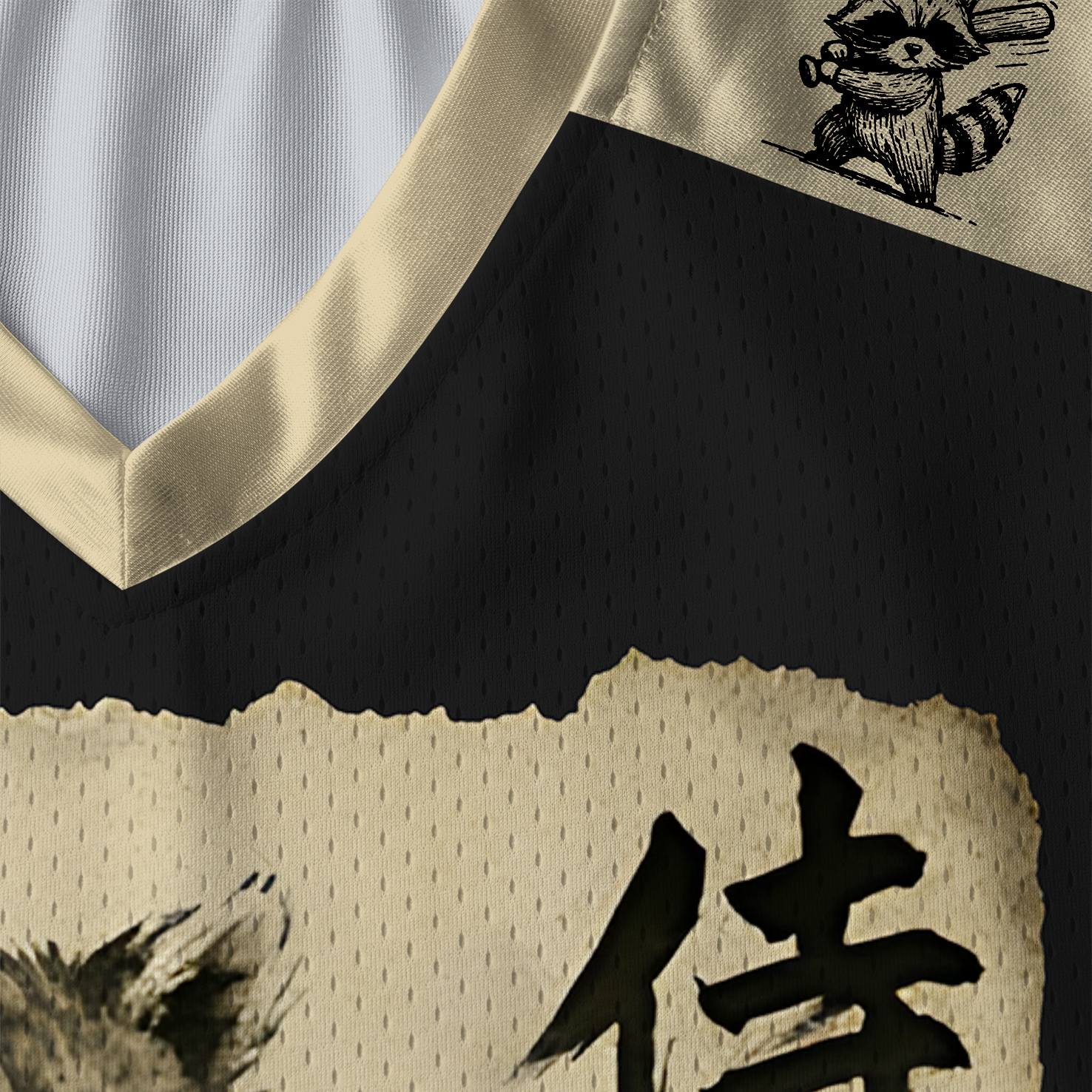 Tokyo-Tiger Retro Raccoon Samurai Paneled Long Sleeve Jersey