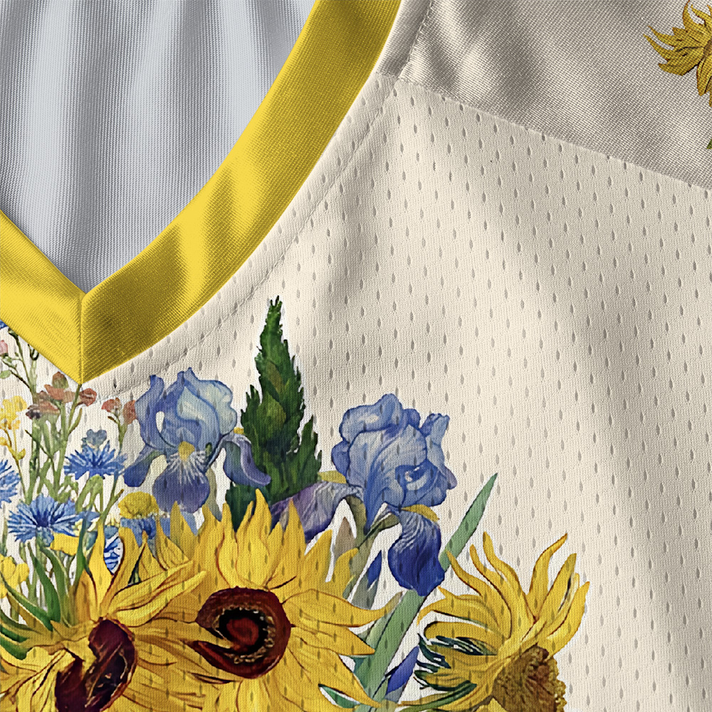 Tokyo-Tiger Floral Van Gogh Paneled Long Sleeve Jersey