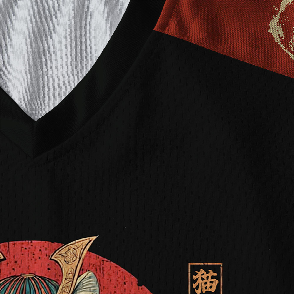 Tokyo-Tiger Samurai Cat Warrior Paneled Long Sleeve Jersey