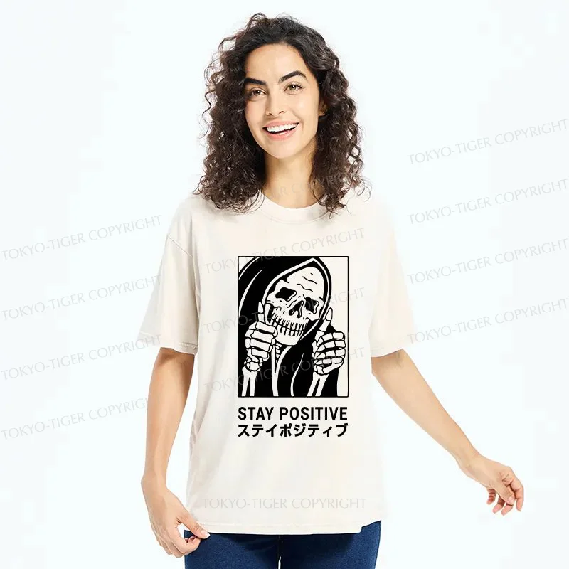 Tokyo-Tiger Stay Positive Skeleton Washed T-Shirt