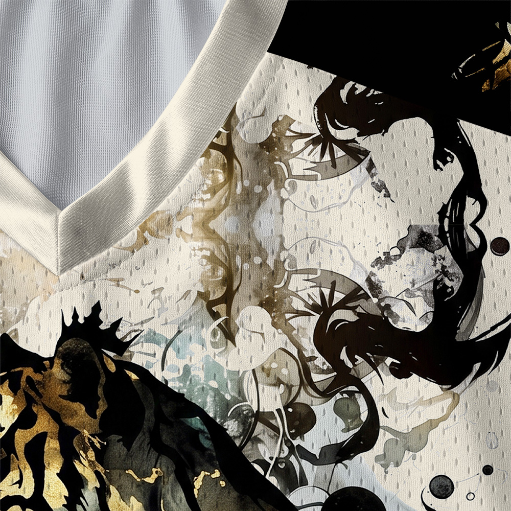 Tokyo-Tiger Golden Tiger And Soaring Birds Paneled Long Sleeve Jersey
