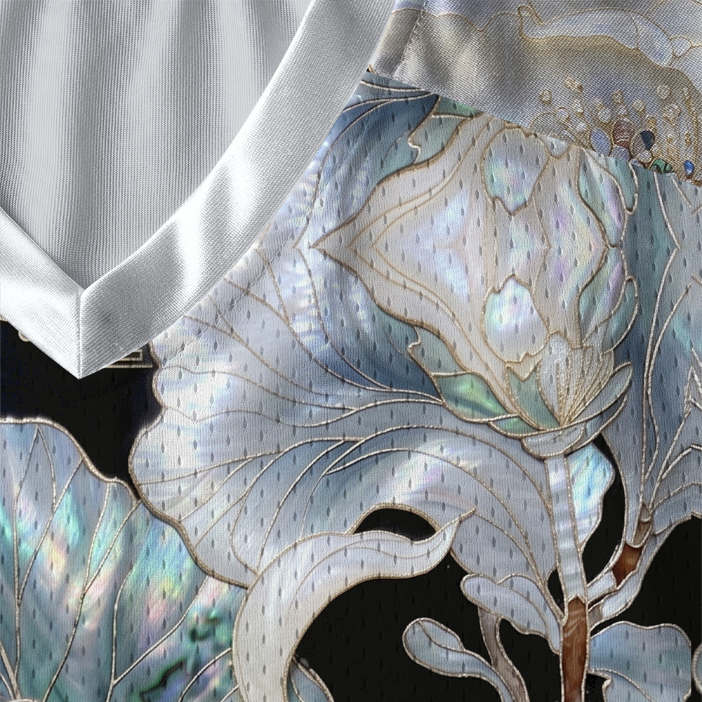 Tokyo-Tiger Lotus Adorned With Golden Specks Paneled Long Sleeve Jersey