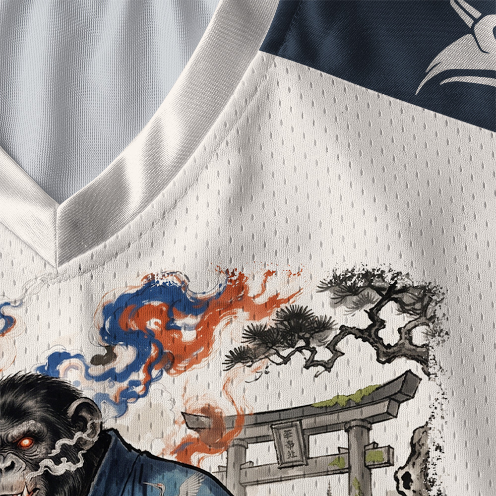 Tokyo-Tiger Japanese Demon Gorilla Ukiyo‑e Art Paneled Long Sleeve Jersey