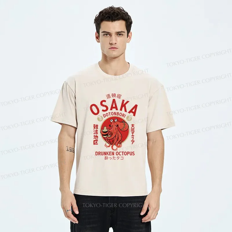 Tokyo-Tiger Drunken Octopus Japan Washed T-Shirt